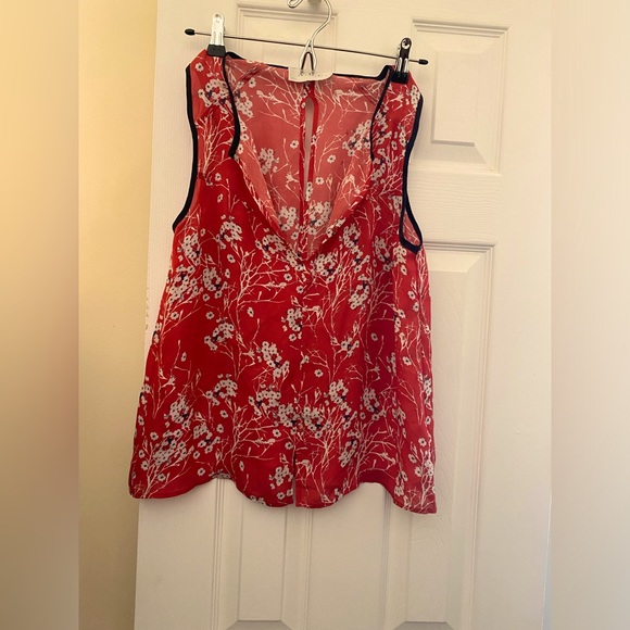 A.L.C. Cherry 🍒 Blossom Silk Chiffon Top Blouse Sleeveless ***With Defec… - Picture 6 of 13